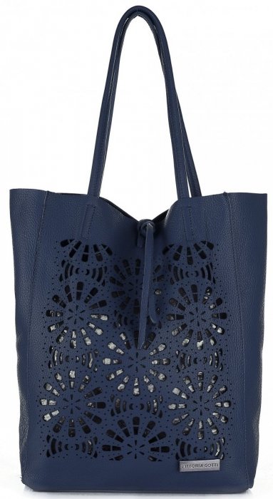 Bőr táska shopper bag Vittoria Gotti tengerkék V577
