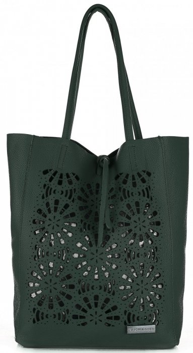 Bőr táska shopper bag Vittoria Gotti palackzöld V577