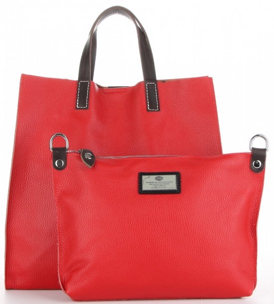 Bőr táska univerzális Genuine Leather piros 691756