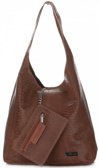 Bőr táska shopper bag Vittoria Gotti barna V8804