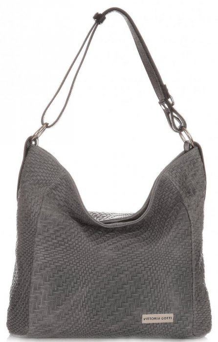 Bőr táska shopper bag Vittoria Gotti szürke V2054