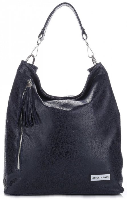 Bőr táska shopper bag Vittoria Gotti tengerkék V8420