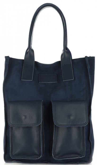 Bőr táska shopper bag Vittoria Gotti tengerkék V27A