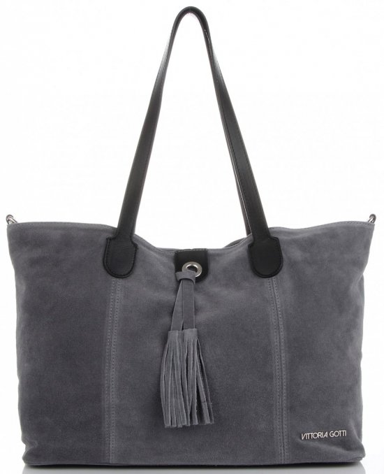 Bőr táska shopper bag Vittoria Gotti szürke V3076