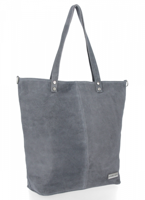 Bőr táska shopper bag Vittoria Gotti szürke VG41