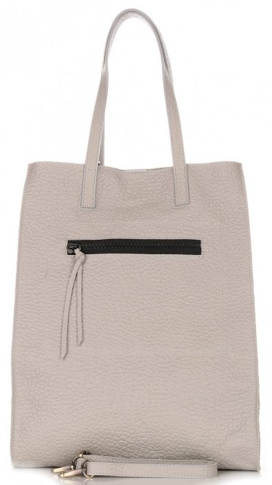 Bőr táska shopper bag Vittoria Gotti világosszürke V8622