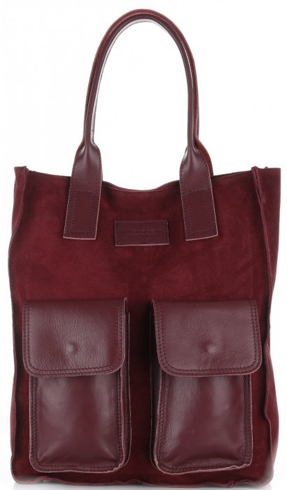 Bőr táska shopper bag Vittoria Gotti bordó V27A