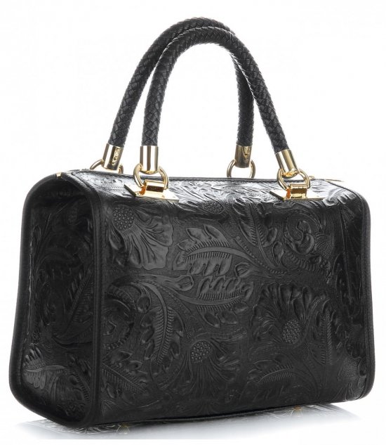 Bőr táska kuffer Genuine Leather fekete 214E