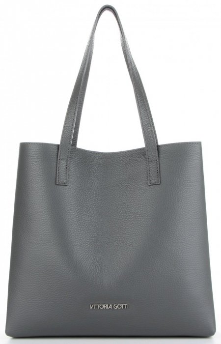 Bőr táska shopper bag Vittoria Gotti szürke V694150