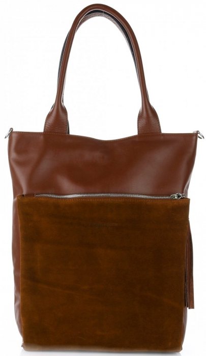 Bőr táska shopper bag Vittoria Gotti barna V270