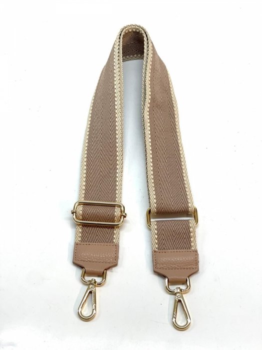 Modny Pasek Do Torebki Jodełka P008 Ciemno Beżowy/Beżowy