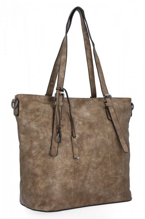 Uniwersalna Torebka Damska XL Shopper Bag firmy Hernan HB0213-1 Stare Złoto
