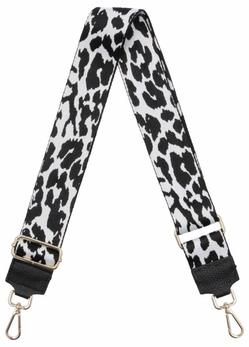 Modny Pasek Do Torebki Pantera P028PAN Czarny/Biały