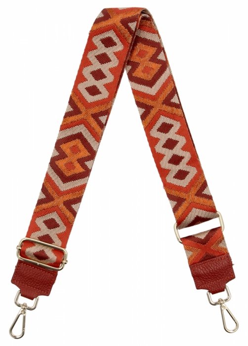 Modny Pasek Do Torebki H14 Ceglasty/Ciemno Beżowy