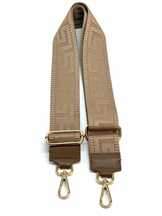 Modny Pasek Do Torebki Geometric PA005 Ciemno Beżowy