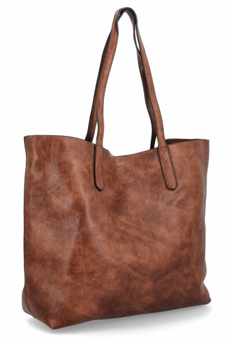 Duża Torebka Shopper Bag z Kosmetyczką firmy Herisson 18R301 Brązowa