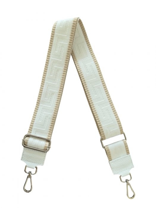 Modny Pasek Do Torebki Geometric PA005 Biały/Ciemno Beżowy