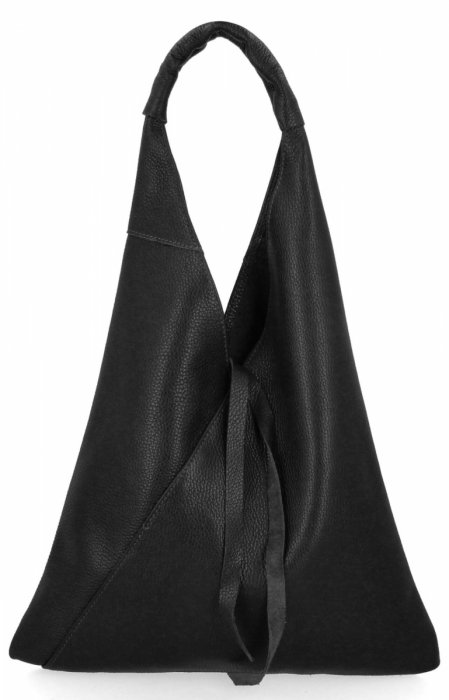 Włoska Torebka Skórzana Shopper Bag z Małą Kosmetyczką 5820S Czarna