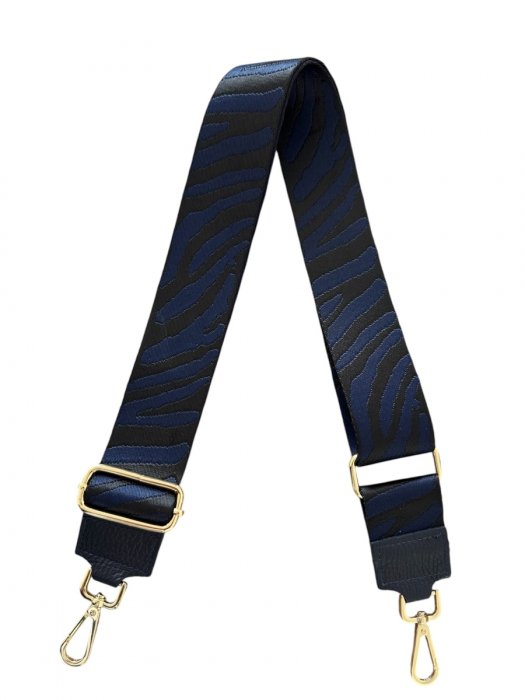 Modny Pasek Do Torebki Zebra P002 Granatowy/Czarny