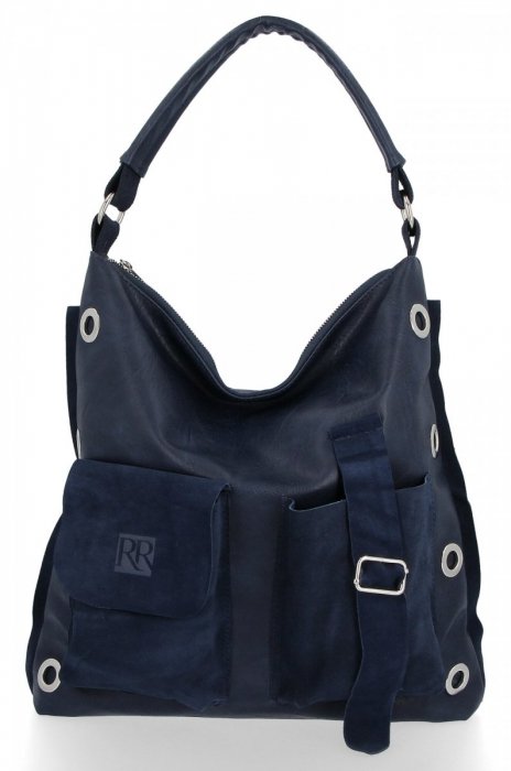GEANȚĂ DIN PIELE shopper bag Roberto Ricci bleumarin 19145