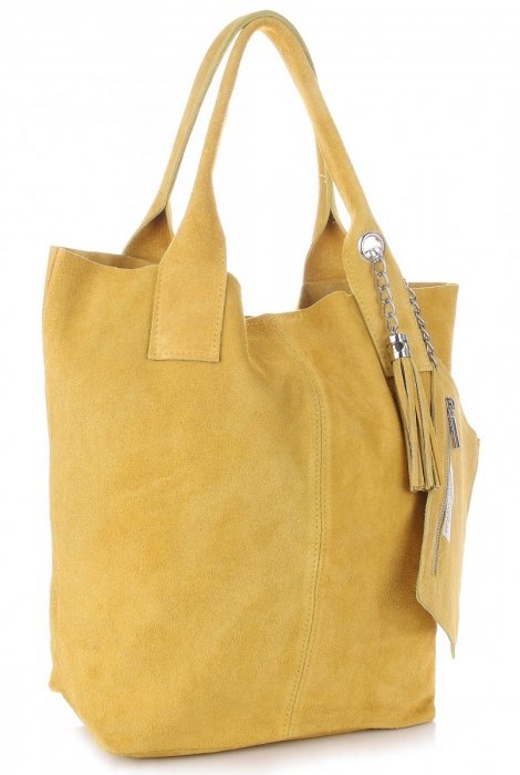 GEANȚĂ DIN PIELE shopper bag Genuine Leather galben 801