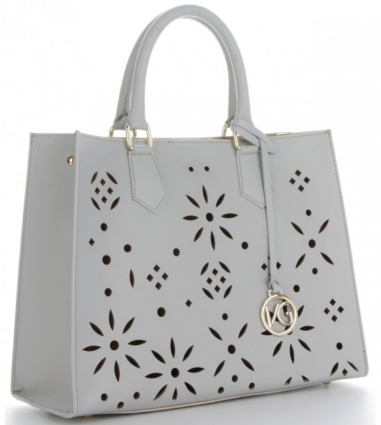 GEANȚĂ DIN PIELE shopper bag Vittoria Gotti gri deschis V3093OD