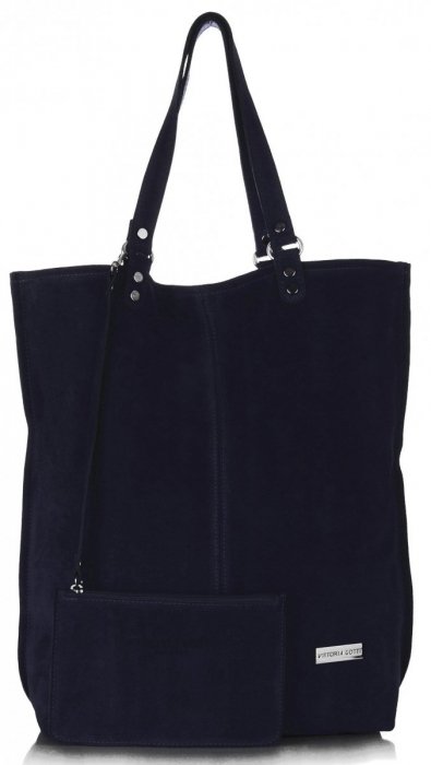 GEANȚĂ DIN PIELE shopper bag Vittoria Gotti bleumarin V22