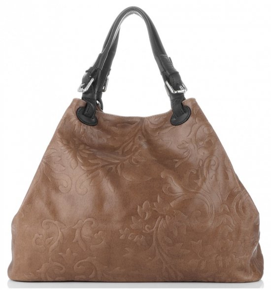 GEANȚĂ DIN PIELE shopper bag Genuine Leather maro pământiu 898G