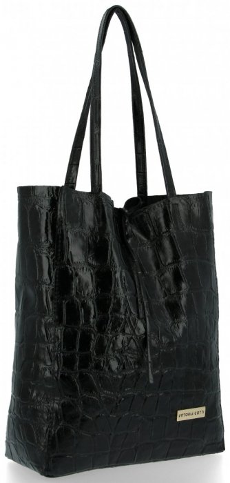 GEANȚĂ DIN PIELE shopper bag Vittoria Gotti negru V299COCO