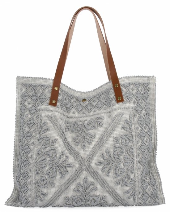 Geantă Shopper Italiană cu Mode La Modă 5887 Gri Deschis