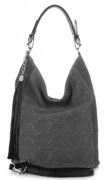 GEANȚĂ DIN PIELE shopper bag Genuine Leather gri G100