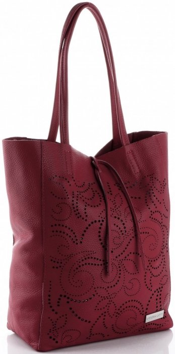 GEANȚĂ DIN PIELE shopper bag Vittoria Gotti vișiniu V299F