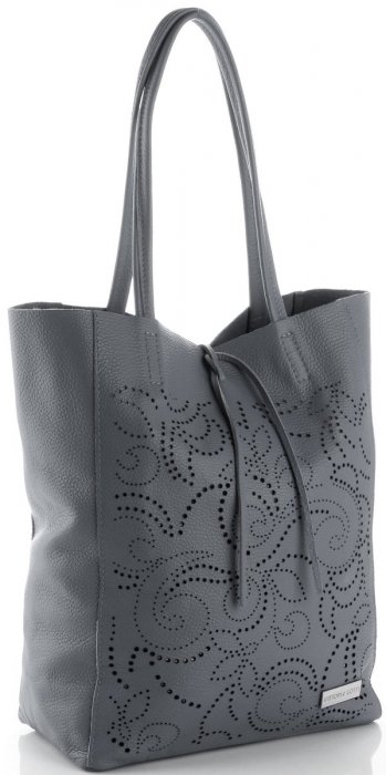 GEANȚĂ DIN PIELE shopper bag Vittoria Gotti gri V299F