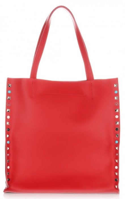 GEANȚĂ DIN PIELE shopper bag Genuine Leather roșu 5013