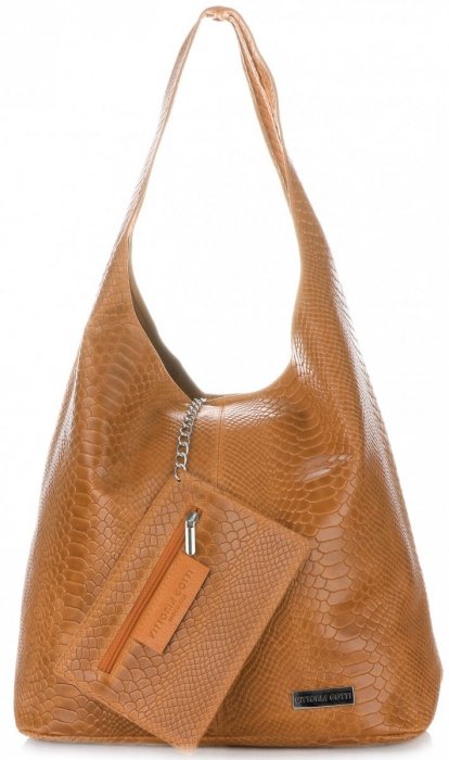 GEANȚĂ DIN PIELE shopper bag Vittoria Gotti roșcat V8804