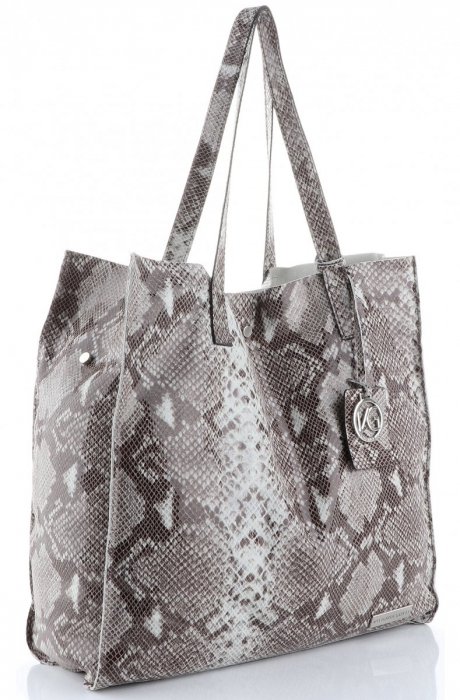 GEANȚĂ DIN PIELE shopper bag Vittoria Gotti gri V16713