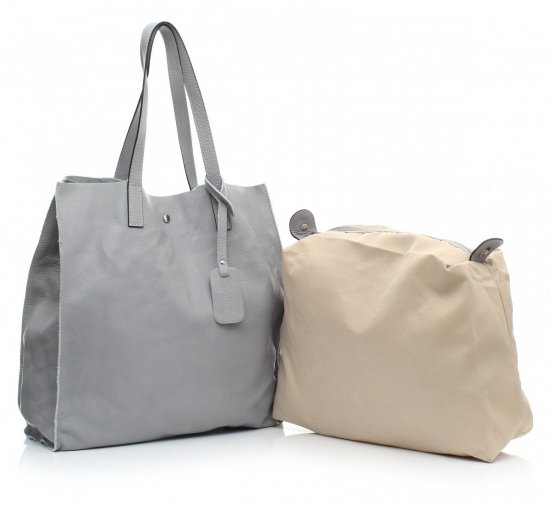 GEANȚĂ DIN PIELE shopper bag Vera Pelle gri 205454