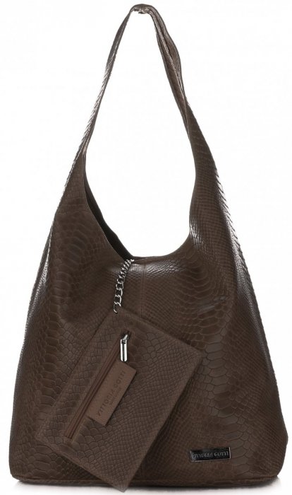 GEANȚĂ DIN PIELE shopper bag Vittoria Gotti ciocolatiu V8804
