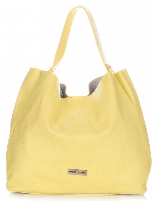 GEANȚĂ DIN PIELE shopper bag Vittoria Gotti verde de limetă V230