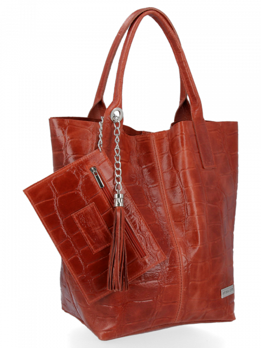 GEANȚĂ DIN PIELE shopper bag Vittoria Gotti maro B15