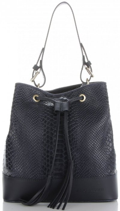 GEANȚĂ DIN PIELE shopper bag Vittoria Gotti bleumarin V344