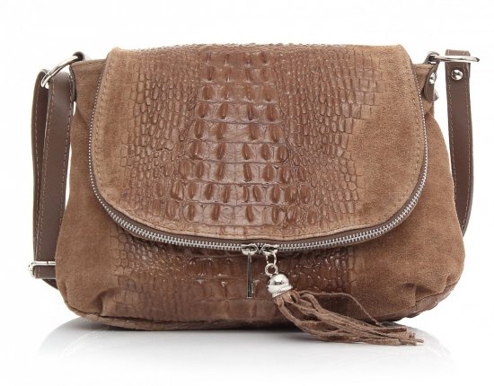 GEANȚĂ DIN PIELE tip poștaș Genuine Leather maro pământiu 424