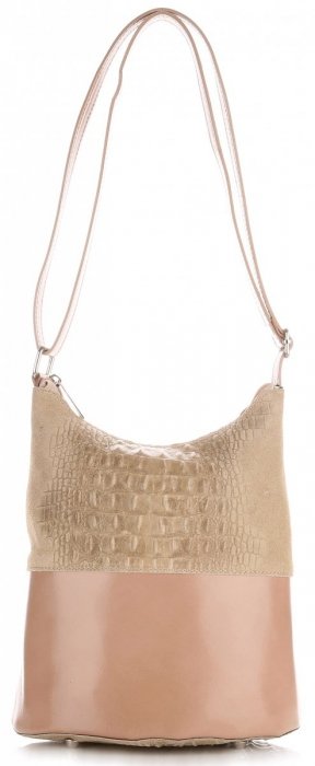 Kožené kabelka listonoška Genuine Leather béžová 0723