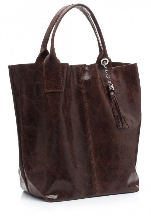 Kožené kabelka shopper bag Genuine Leather hnedá 788