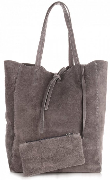 Kožené kabelka shopper bag Vera Pelle šedá 601