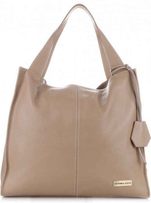 Kožené kabelka shopper bag Vittoria Gotti béžová V2