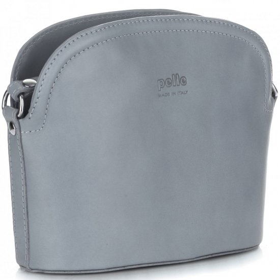 Kožené kabelka listonoška Genuine Leather svetlo šedá E4098