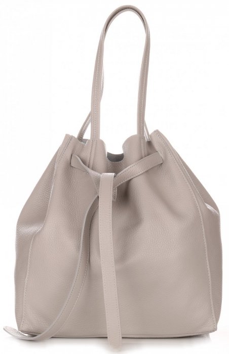 Kožené kabelka shopper bag Genuine Leather svetlo šedá 1158