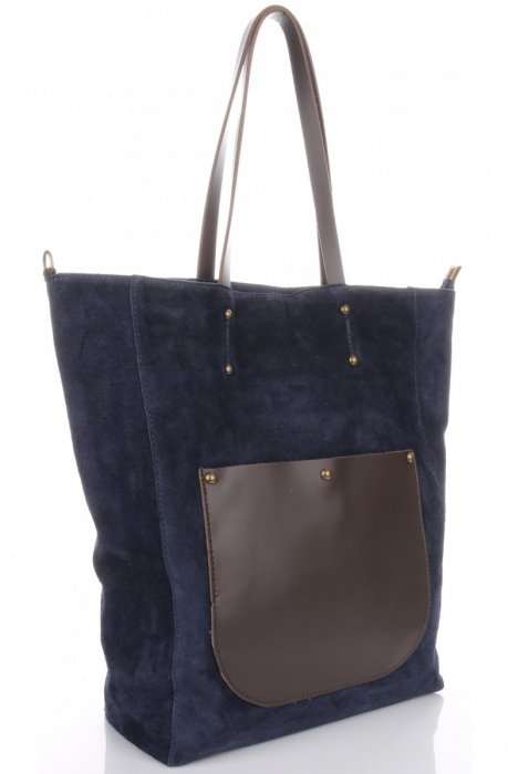 Kožené kabelka univerzálna Genuine Leather tmavo modrá 808036