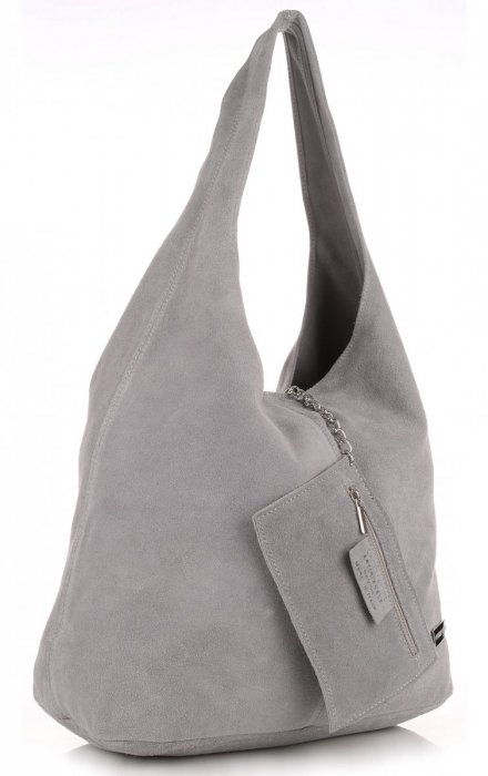 Kožené kabelka shopper bag Vittoria Gotti svetlo šedá V8802